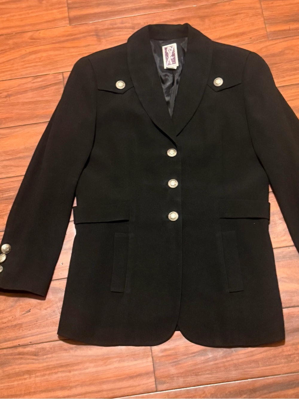 Vintage-Inspired ZELDA Black Tailored Blazer with military Decorative Buttons